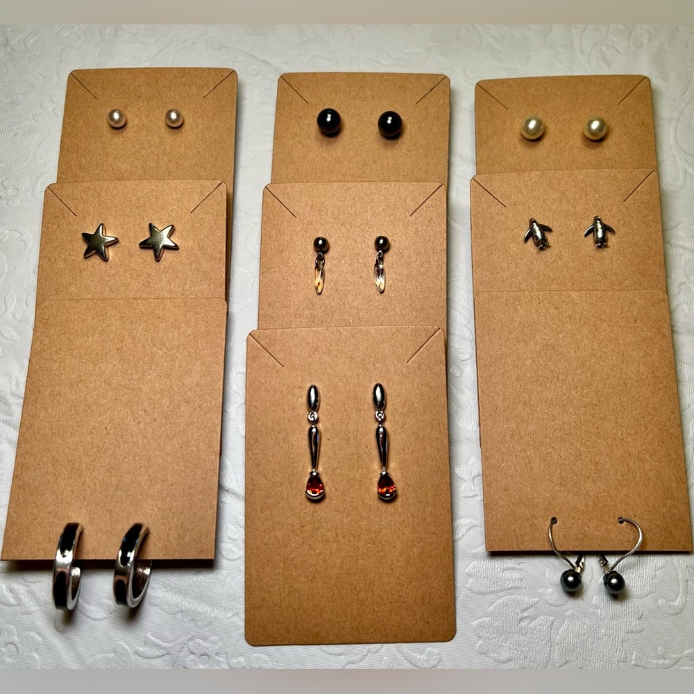 9 Pairs of Chic Silver, Pearl Earring Collection